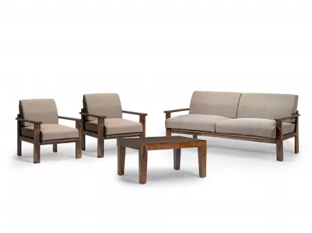Athena Solid Wood Sofa Set with Coffee Table
